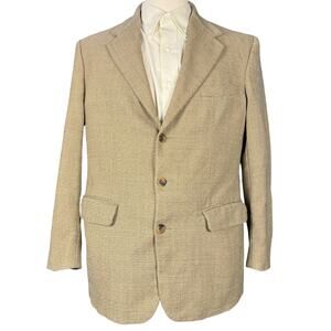Blazer Men's 42R Wool Bill Blass Tweed‎ Vintage Brown/Tan Sport Coat Jacket